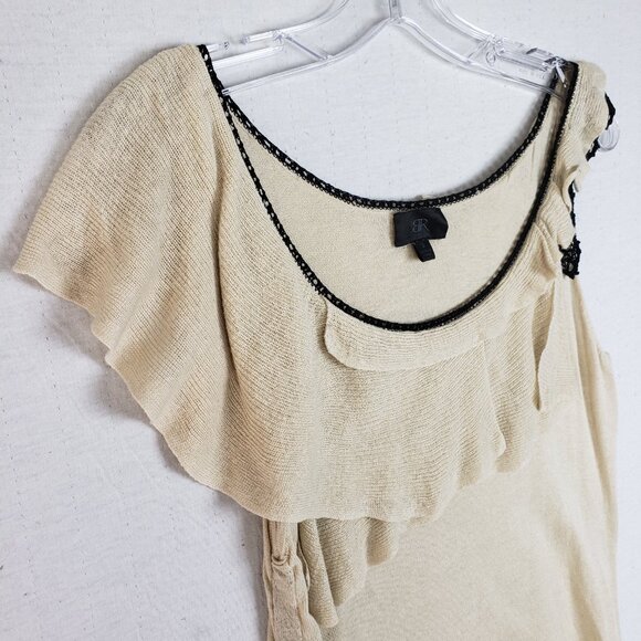 Banana Republic Silk Linen Asymmetric Gathered Top Tank Ruffled Boho Twee size S - Picture 11 of 11